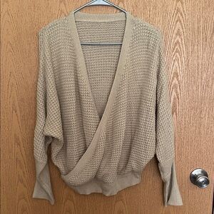 SHEIN V-Neck Sweater in Tan